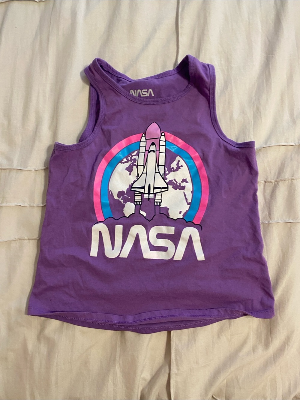 NASA Girls' Purple Graphic Rocket Tank Top